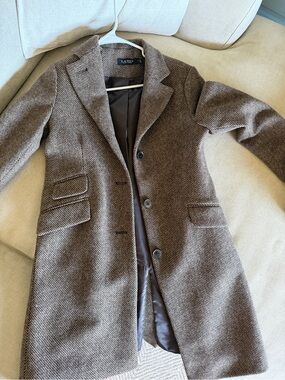 Ralph Lauren Brown Tweed Women's Tailored Coat